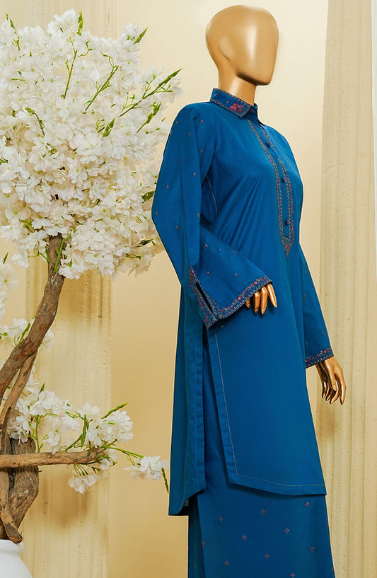 HZ Textile Embroidered Cotton Stitched 2 Piece Suit - D-4 - HZ25TNF - Blue - Festive Collection
