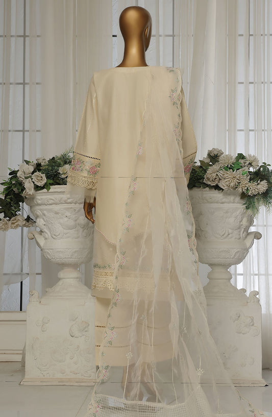 Sadabahar Embroidered Lawn Stitched 3 Piece Suit - D-4 - SDB25LESV4 - Off White - Spring Collection