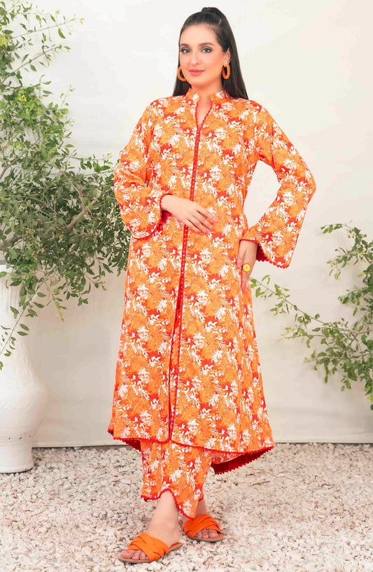 Necla by Tawakkal Fabrics Printed Cotton Stitched 2 Piece - D-5235 - TF25NCV3 - Orange - Summer Collection