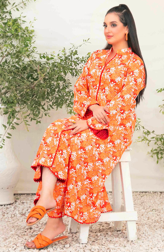 Necla by Tawakkal Fabrics Printed Cotton Stitched 2 Piece - D-5235 - TF25NCV3 - Orange - Summer Collection