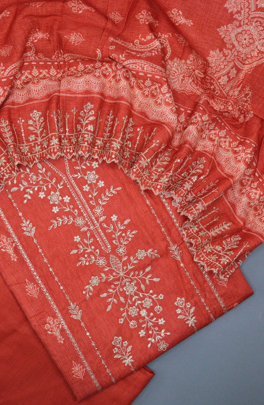 Bin Saeed Digital Print and Emb Khaddar Collection - D-54