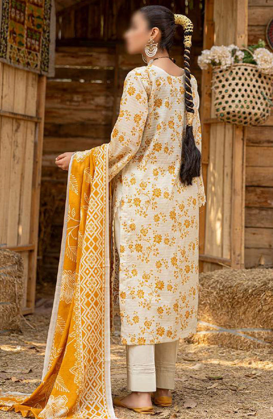 Bloom by Al Karim Embroidered Lawn Unstitched 3 Piece Suit - D-5 - ALK25BELV6 - Off White - Summer Collection