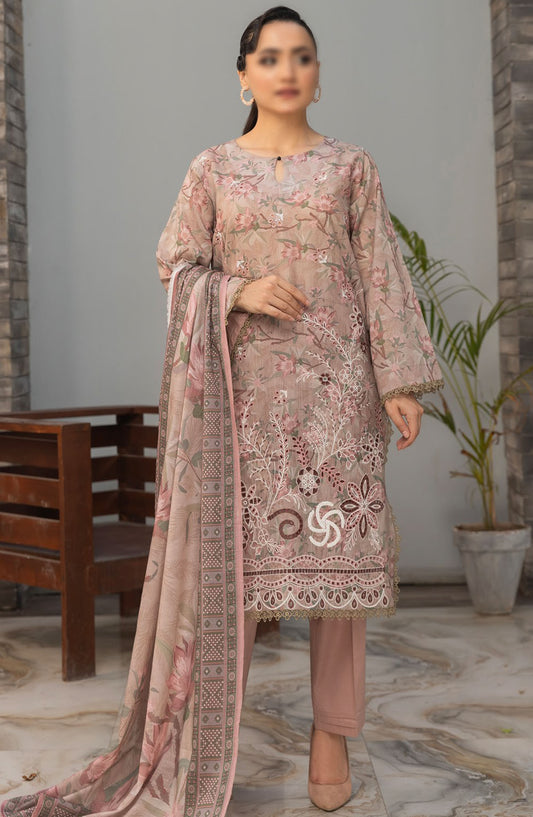 Parisa by Al Karim Embroidered Lawn Unstitched 3 Piece Suit - D-5 - ALK25PELV2 - Pink - Summer Collection