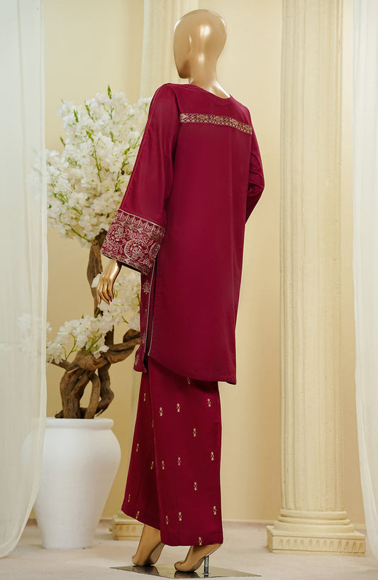 HZ Textile Embroidered Cotton Stitched 2 Piece Suit - D-5 - HZ25TNF - Red - Festive Collection