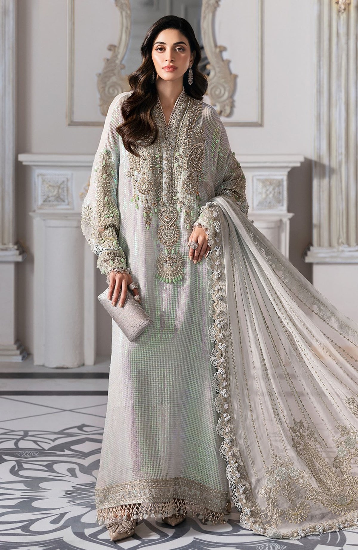 Maria B Embroidered Organza Unstitched 4 Piece Suit - D-5 - MB25BDF - Blue - Formal Collection