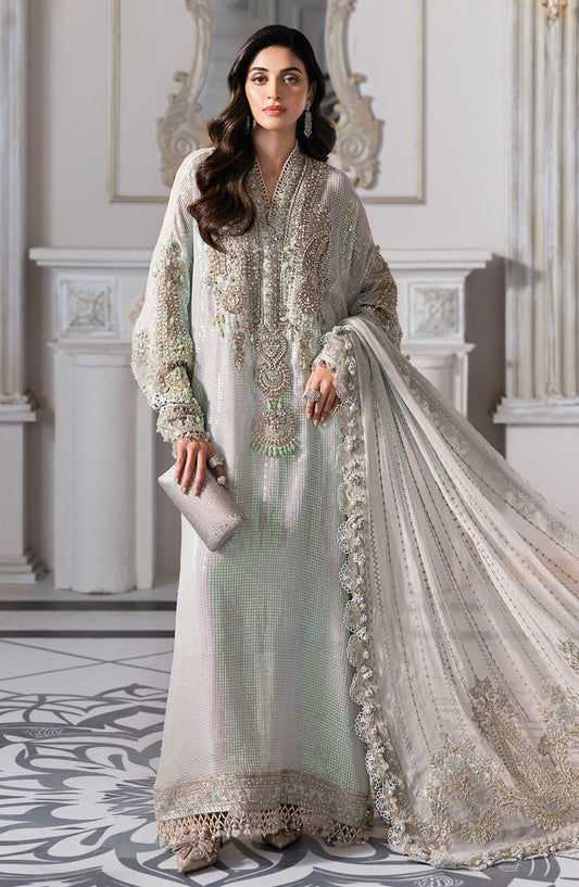 Maria B Embroidered Organza Unstitched 4 Piece Suit - D-5 - MB25BDF - Blue - Formal Collection