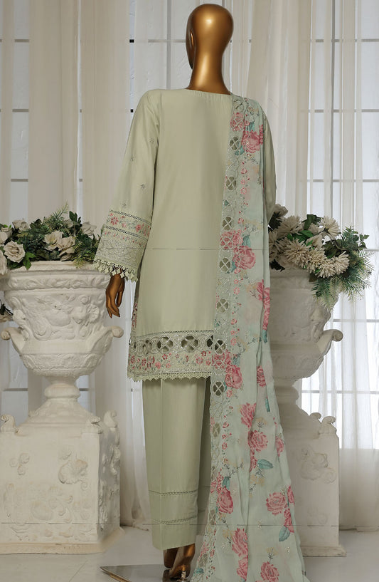 Sadabahar Embroidered Lawn Stitched 3 Piece Suit - D-5 - SDB25LESV4 - Green - Spring Collection