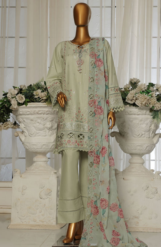 Sadabahar Embroidered Lawn Stitched 3 Piece Suit - D-5 - SDB25LESV4 - Green - Spring Collection