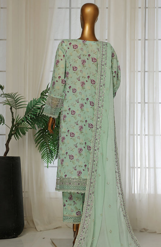 Malika by Sadabahar Embroidered Lawn Stitched 3 Piece Suit - D-5 - SDB25MEV2 - Green - Festive Collection