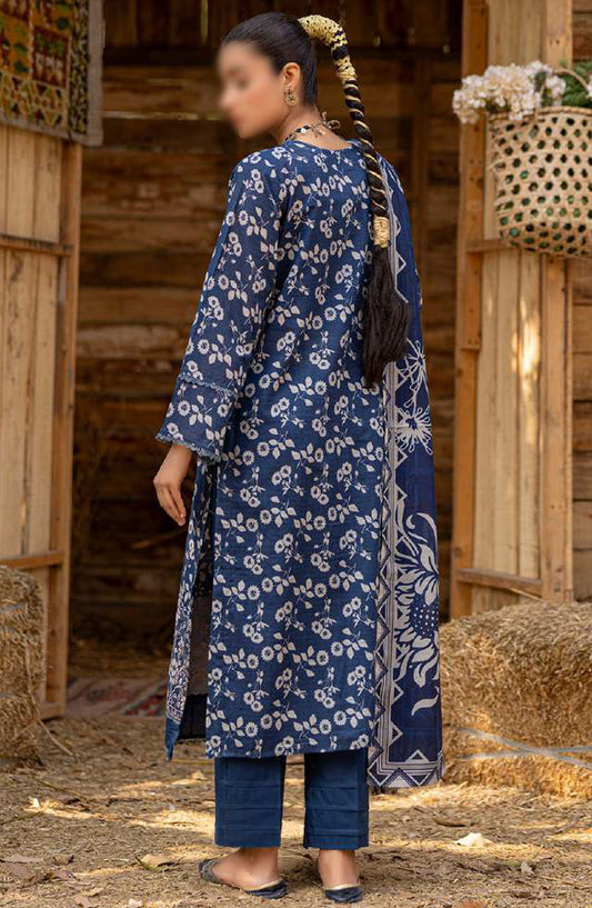 Bloom by Al Karim Embroidered Lawn Unstitched 3 Piece Suit - D-6 - ALK25BELV6 - Blue - Summer Collection