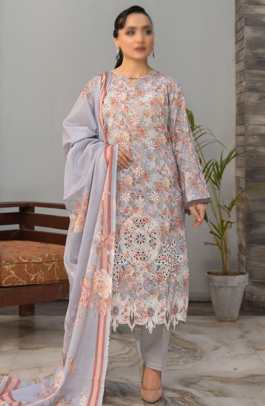 Parisa by Al Karim Embroidered Lawn Unstitched 3 Piece Suit - D-6 - ALK25PELV2 - Blue - Summer Collection