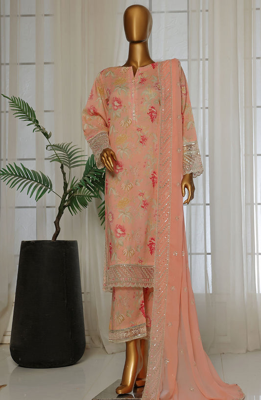 Malika by Sadabahar Embroidered Lawn Stitched 3 Piece Suit - D-6 - SDB25MEV2 - Pink - Festive Collection