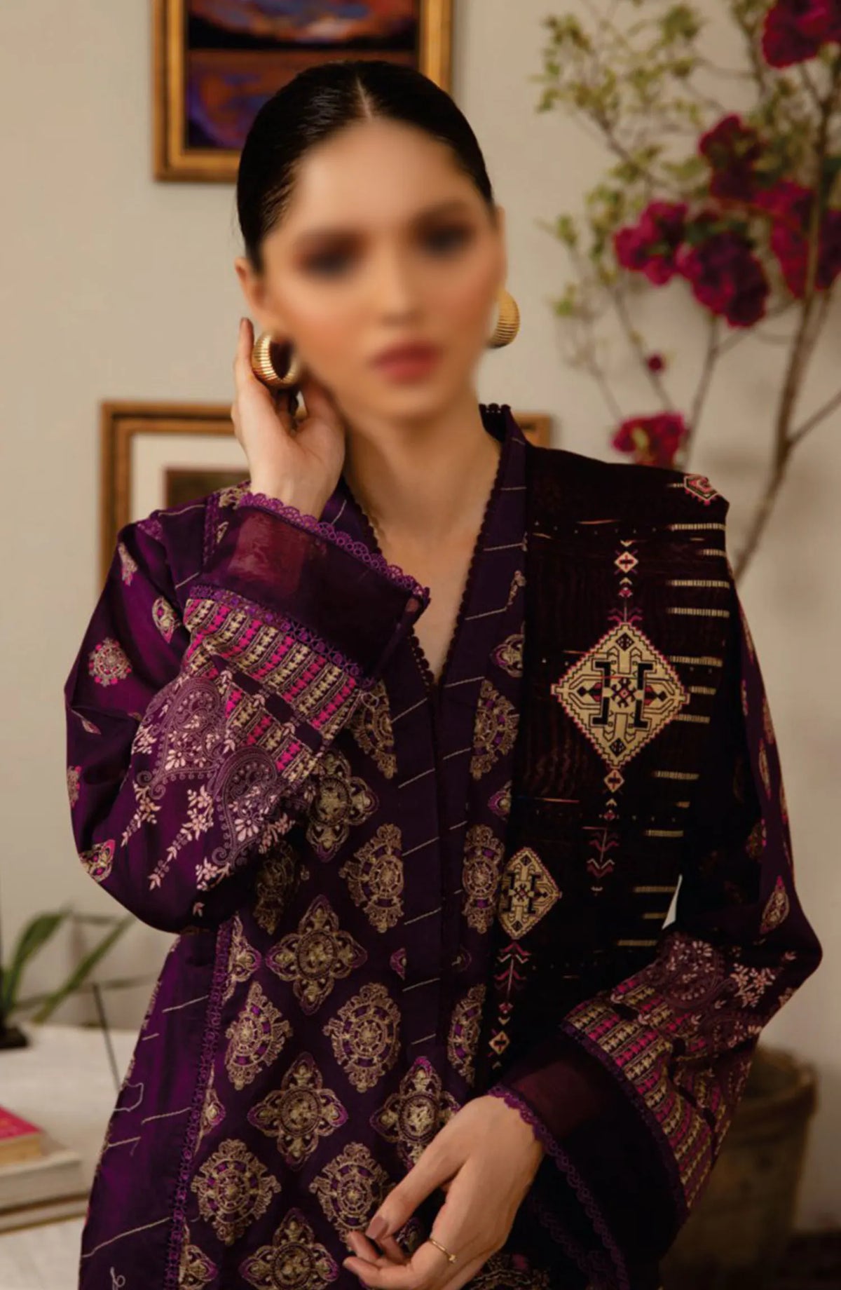 SAHL Embroidered Luxury Lawn Collection - D-7432
