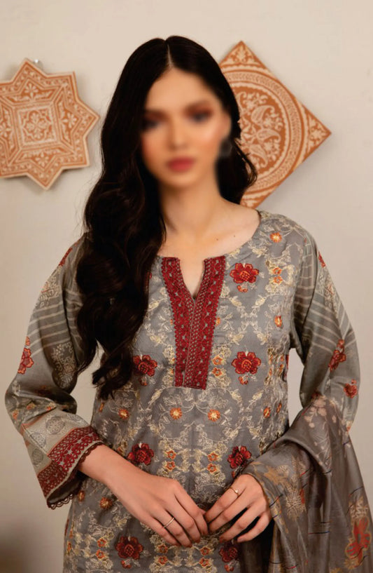 SAHL Embroidered Luxury Lawn Collection - D-7434