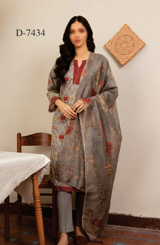SAHL Embroidered Luxury Lawn Collection - D-7434