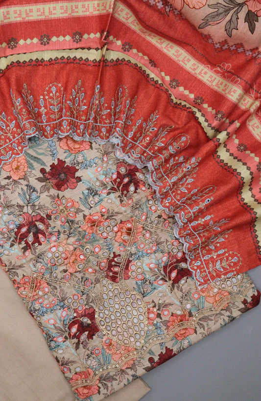 Bin Saeed Digital Print and Emb Khaddar Collection - D-78