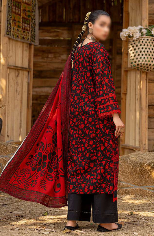 Bloom by Al Karim Embroidered Lawn Unstitched 3 Piece Suit - D-7 - ALK25BELV6 - Black - Summer Collection