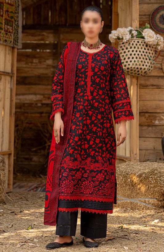 Bloom by Al Karim Embroidered Lawn Unstitched 3 Piece Suit - D-7 - ALK25BELV6 - Black - Summer Collection