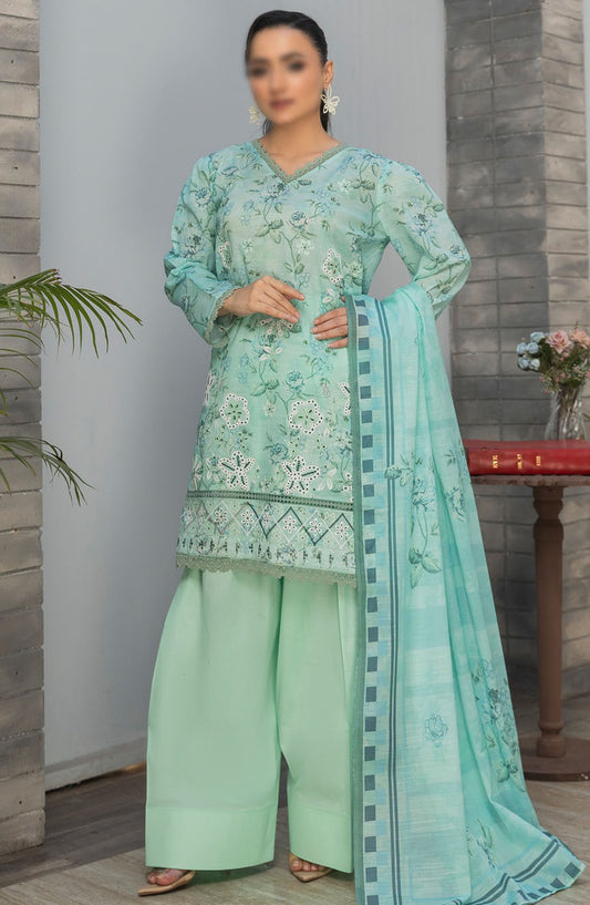 Parisa by Al Karim Embroidered Lawn Unstitched 3 Piece Suit - D-7 - ALK25PELV2 - Green - Summer Collection