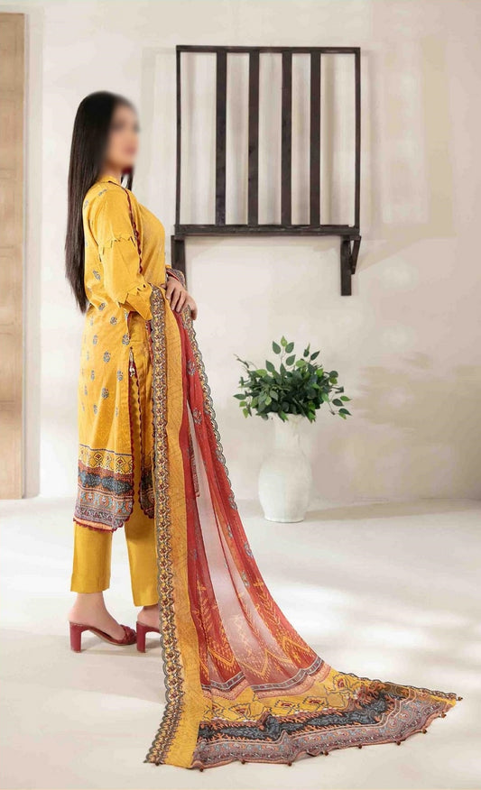 D-8664 RAISA Embroidered Broshia Digital Printed Lawn Collection 2023