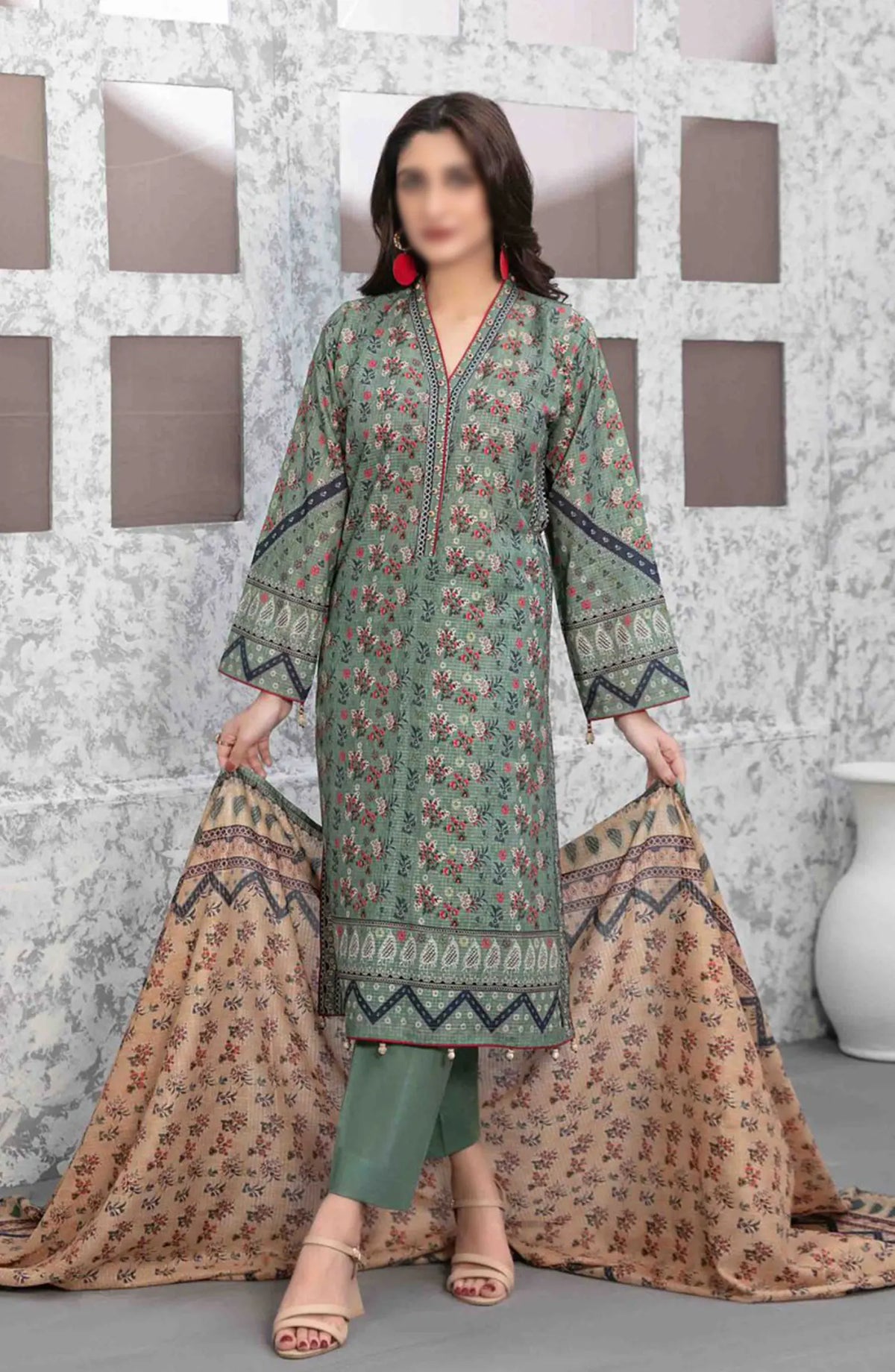 Salerno - Stitched Digital Slub Lawn Collection 2024 - D 9220