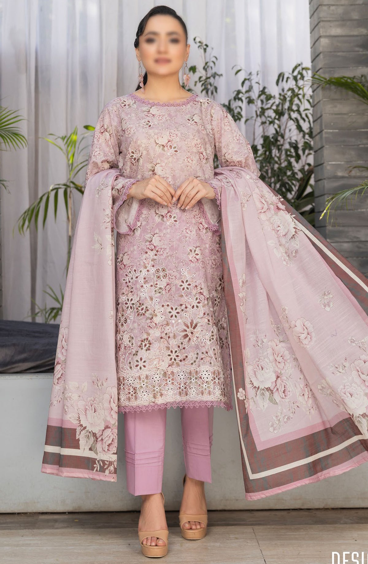 Parisa by Al Karim Embroidered Lawn Unstitched 3 Piece Suit - D-9 - ALK25PELV2 - Purple - Summer Collection