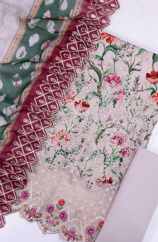 Bin Saeed Chikankari Lawn Unstitched 3 Piece - D07 - BS25PE - Purple - Summer Collection