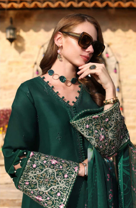 Noor by Saadia Asad Embroidered Luxe Chikankari Lawn Unstitched 3 Piece Suit - NSA25LC - D-01 A - Summer Collection