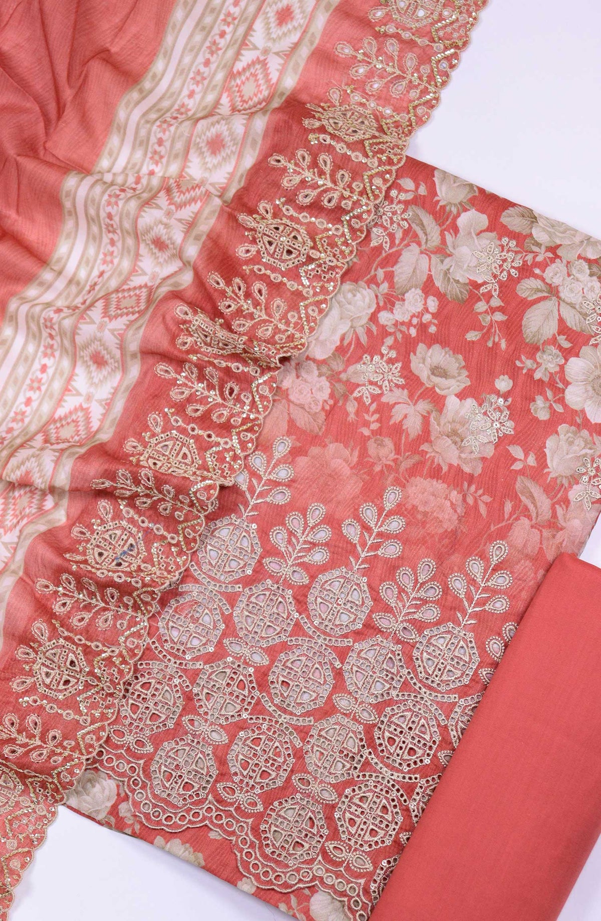 Bin Saeed Chikankari Lawn Unstitched 3 Piece - D11 - BS25PE - Orange - Summer Collection