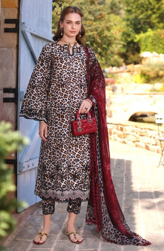 Noor by Saadia Asad Embroidered Luxe Chikankari Lawn Unstitched 3 Piece Suit - NSA25LC - D-02 B - Summer Collection