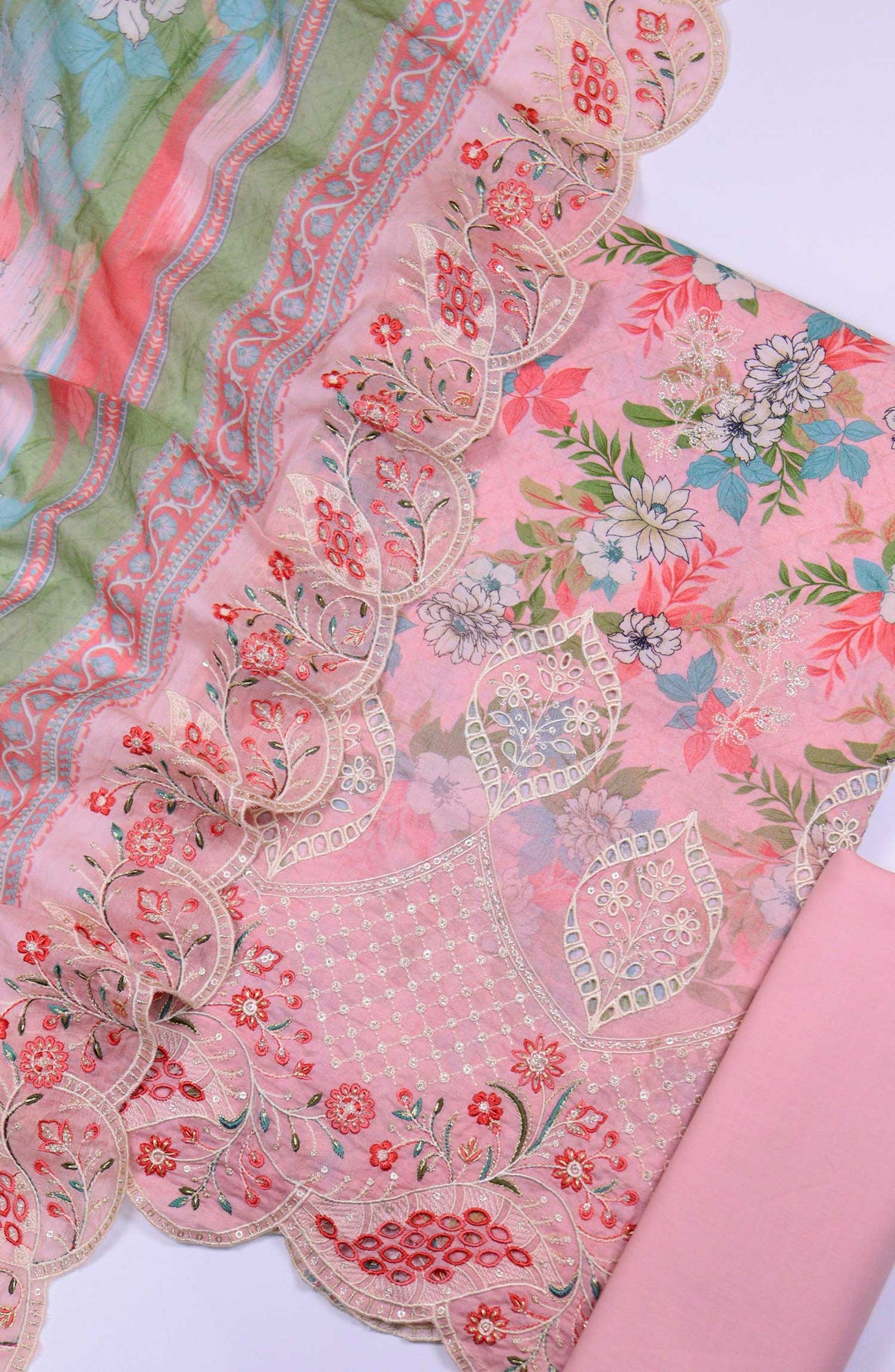 Bin Saeed Chikankari Lawn Unstitched 3 Piece - D27 - BS25PE - Light Pink - Summer Collection