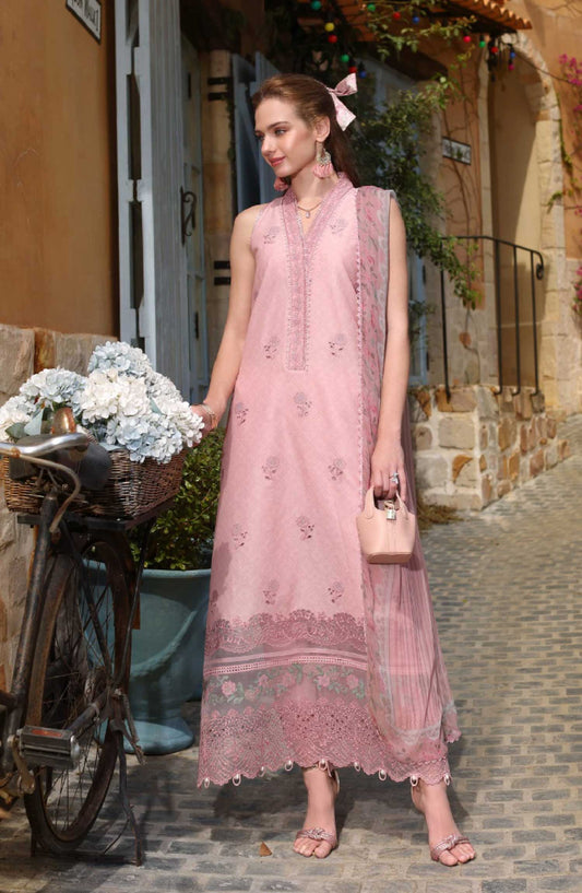 Noor by Saadia Asad Embroidered Luxe Chikankari Lawn Unstitched 3 Piece Suit - NSA25LC - D-05 A - Summer Collection