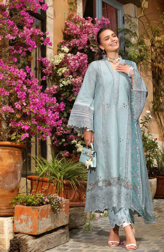 Noor by Saadia Asad Embroidered Luxe Chikankari Lawn Unstitched 3 Piece Suit - NSA25LC - D-05 B - Summer Collection