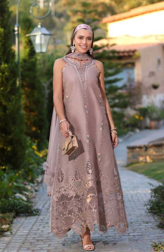 Noor by Saadia Asad Embroidered Luxe Chikankari Lawn Unstitched 3 Piece Suit - NSA25LC - D-06 B - Summer Collection