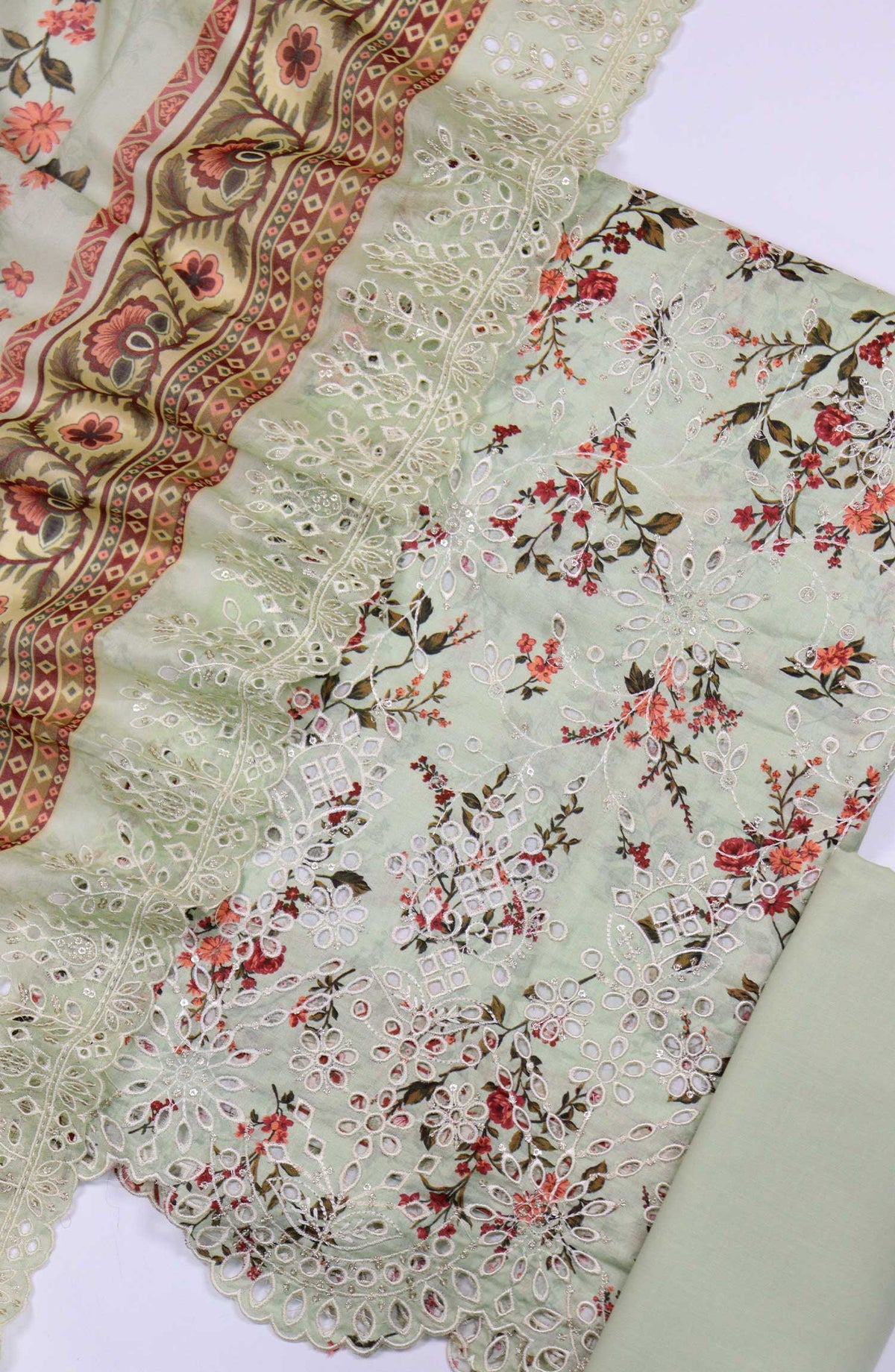 Bin Saeed Chikankari Lawn Unstitched 3 Piece - D6 - BS25PE - Sea Green - Summer Collection