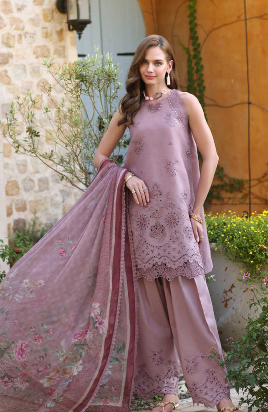 Noor by Saadia Asad Embroidered Luxe Chikankari Lawn Unstitched 3 Piece Suit - NSA25LC - D-08 A - Summer Collection