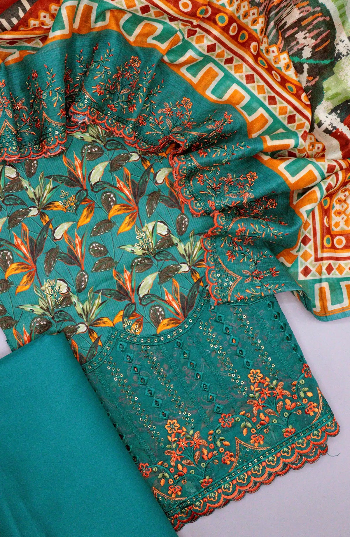 Bin Saeed Unstitch Printed and Embroidered Cotton Collection - D 014