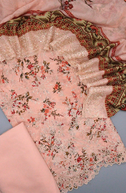 Bin Saeed Unstitch Printed and Embroidered Cotton Collection - D 018