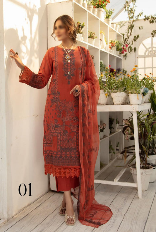 Design 01 Jaan-e-Tamanna Premium Embroidered Swiss Collection 2023