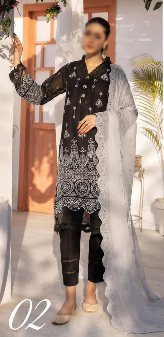 Mahee's Exclusive Elegant Embroidered Swiss Unstitched Collection Design 02
