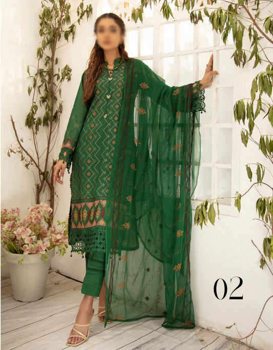 Design 02 Jaan-e-Tamanna Premium Embroidered Swiss Collection 2023