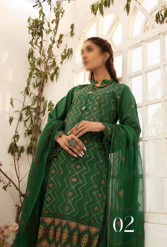 Design 02 Jaan-e-Tamanna Premium Embroidered Swiss Collection 2023