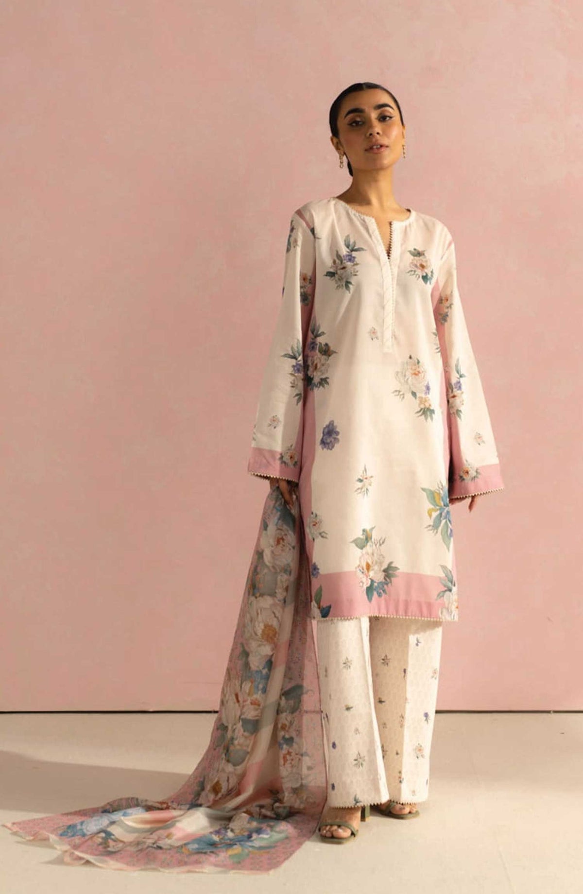 Coco Prints by Zara ShahJahan Printed Lawn Unstitched 3 Piece - D-2 B Sofia - ZS25PL - White - Summer Collection