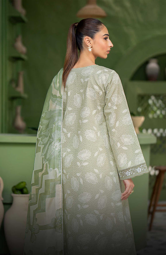 Seran Embroidered Lawn Unstitched 3 Piece - D-02 Pistache - SE25AL - Summer Collection