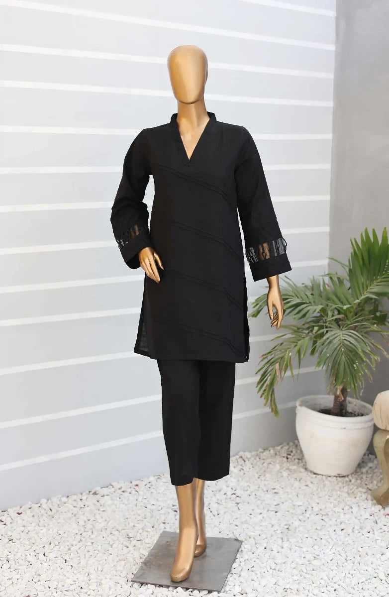 Daily Essential Luxury Khaddar 2PCs Collection-D 03 BLACK