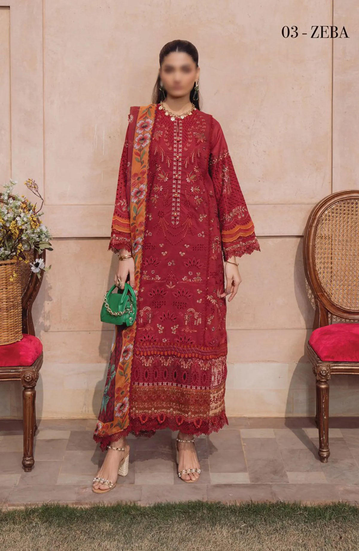Xenia Farozaan Unstitched Lawn 2024 - D 03 ZEBA