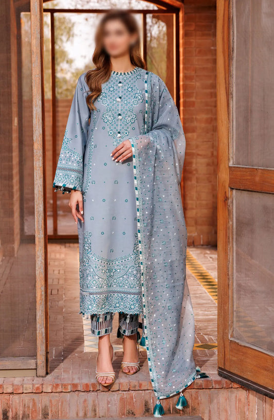 Farasha Dastoor Embroidered Lawn Collection 2024 - D 04 Beryl Grey