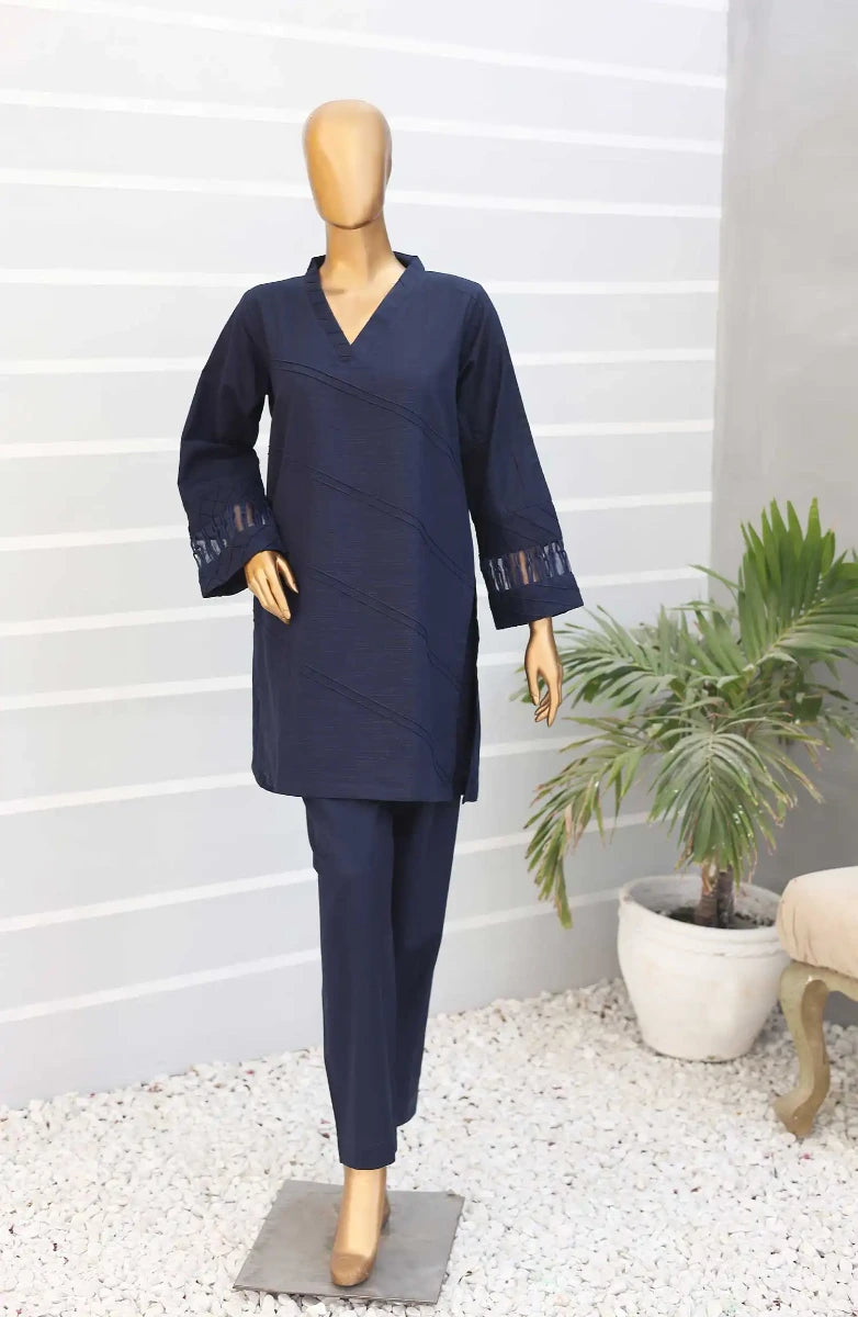 Daily Essential Luxury Khaddar 2PCs Collection-D 04 NAVY
