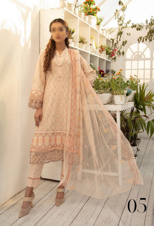 Design 05 Jaan-e-Tamanna Premium Embroidered Swiss Collection 2023