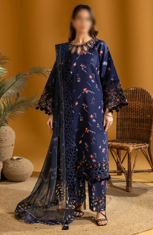 Alizeh Maahi Embroidered Print Lawn Collection 2024 - D 05 IRIS